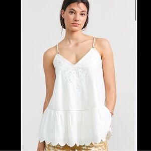 Anthropologie White Eyelet Camisole let me be sz 12